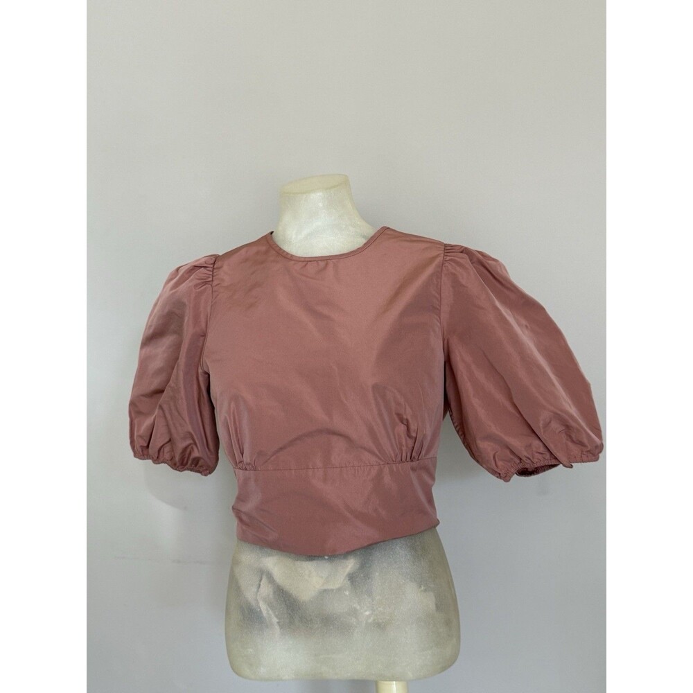 Wilfred Blouse Tafetta Puff-sleeve Heirloom Pink Rose Heritage Size 10